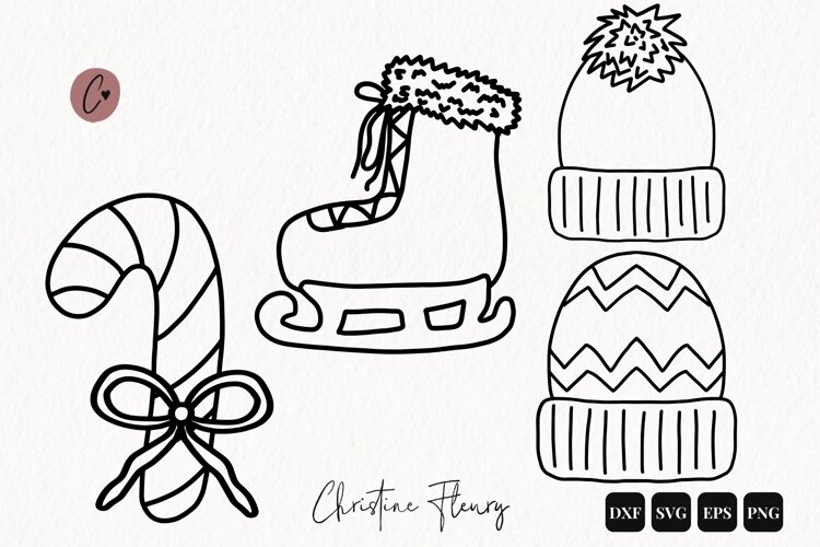 Christmas Doodle Outline SVG PNG EPS DXF example image 1