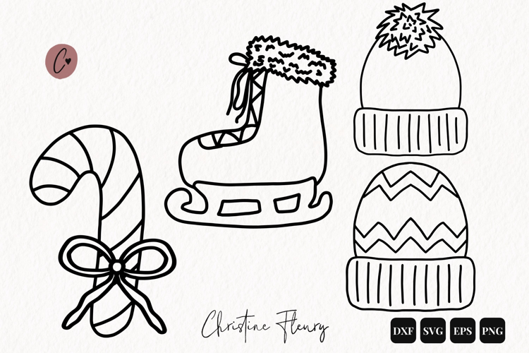 Christmas Doodle Outline SVG PNG EPS DXF