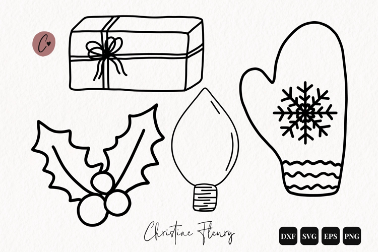 Christmas Doodle Outline SVG PNG EPS DXF
