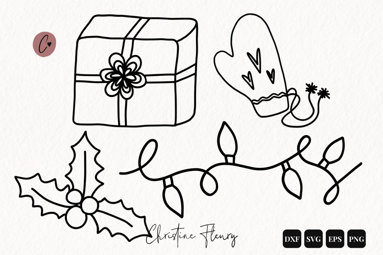 Christmas Doodle Outline SVG PNG EPS DXF