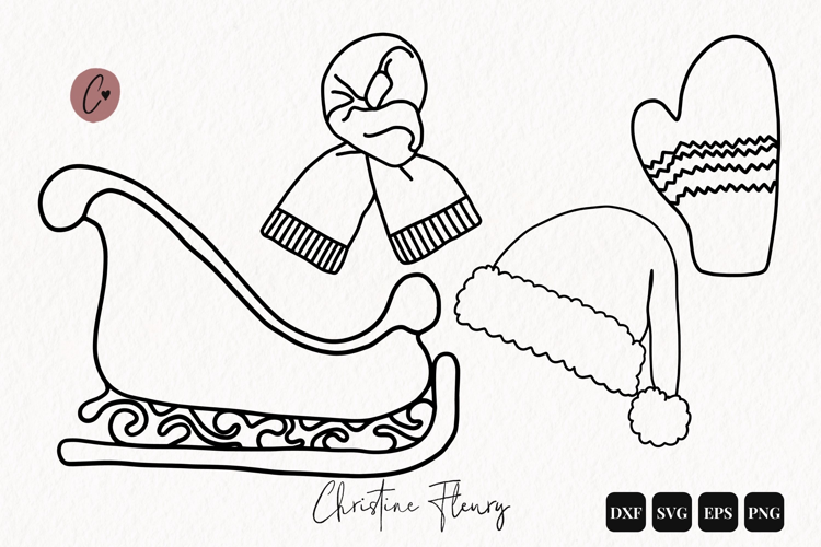 Christmas Doodle Outline SVG PNG EPS DXF