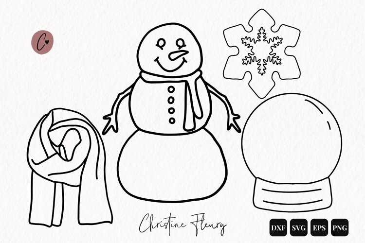 Christmas Doodle Outline SVG PNG EPS DXF example image 1