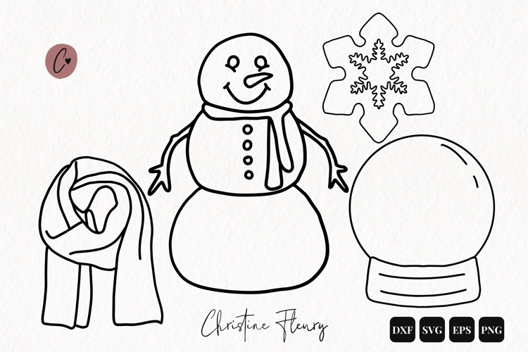 Christmas Doodle Outline SVG PNG EPS DXF