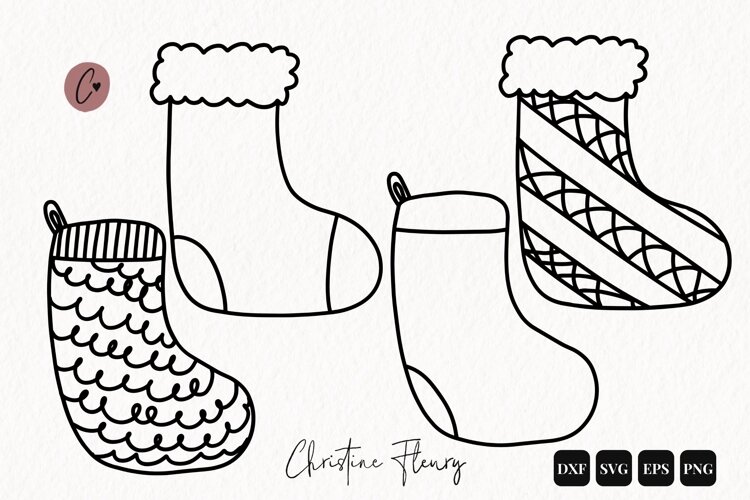 Christmas Doodle Outline SVG PNG EPS DXF example image 1