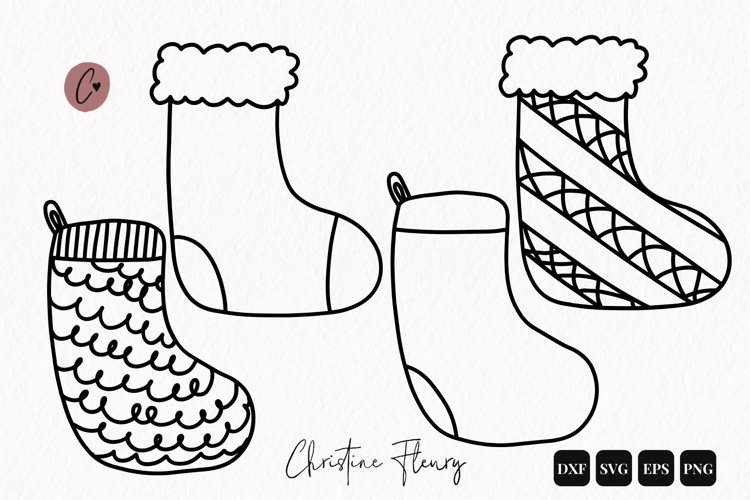 Christmas Doodle Outline SVG PNG EPS DXF