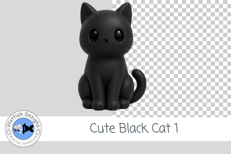 Cute Black Cat PNG Clipart 1
