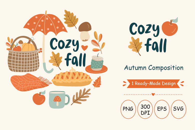 Cozy Fall Autumn Composition Vector and PNG