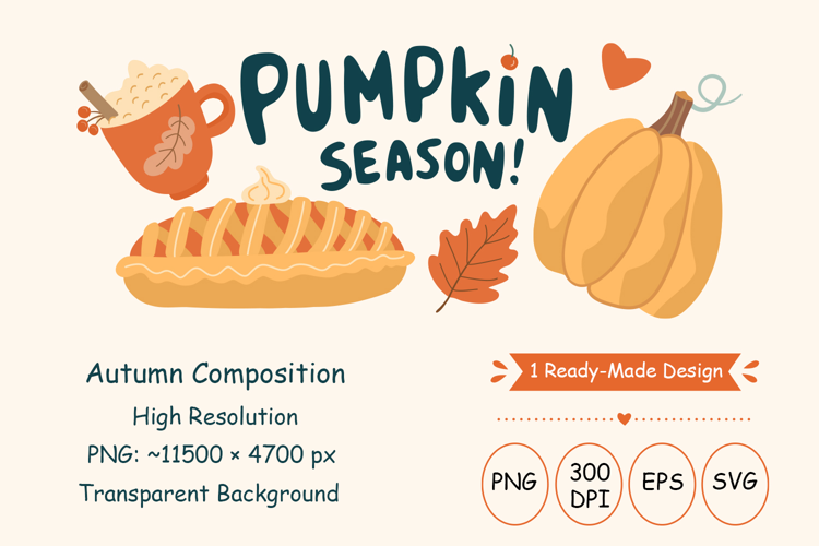 Pumpkin Season Autumn Composition Vector end PNG