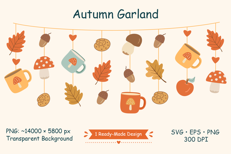 Autumn Garland Illustration PNG and Vector
