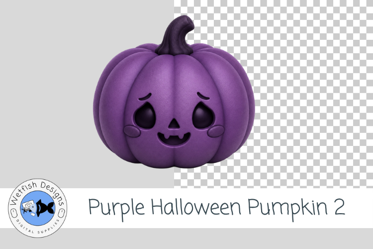 Purple Halloween Pumpkin 2 PNG Cute Halloween Clipart