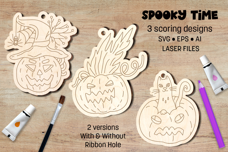 Spooky Time Halloween Ornaments laser Scoring Coloring Kit