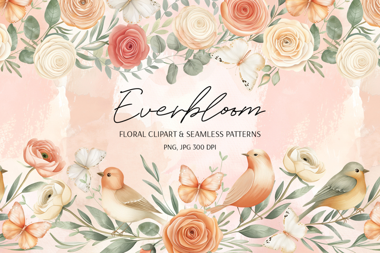 Everbloom Floral Clipart and Patterns