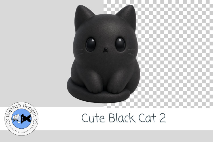 Cute Black Cat PNG Clipart 2 example image 1