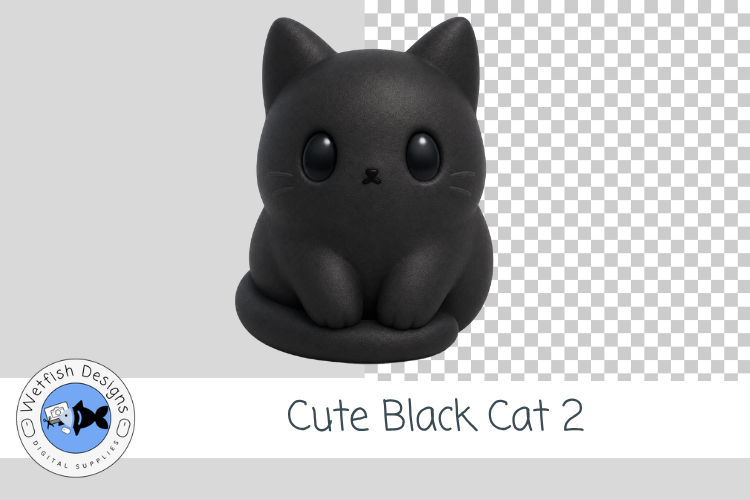 Cute Black Cat PNG Clipart 2