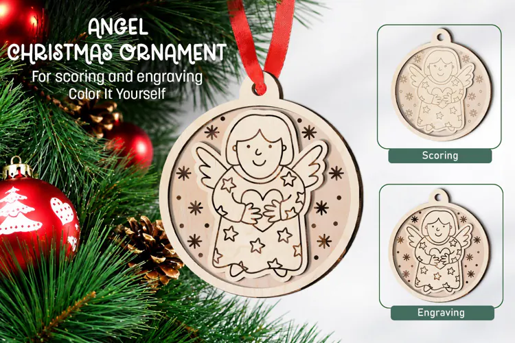 Angel Christmas Ornament Laser Scoring Engraving Glowforge