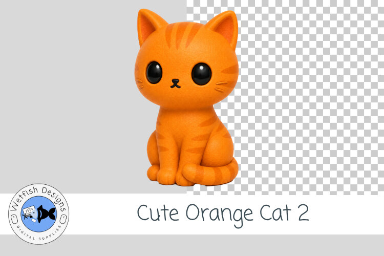 Orange Cat 2 Clipart Cute Tabby Kitty PNG example image 1