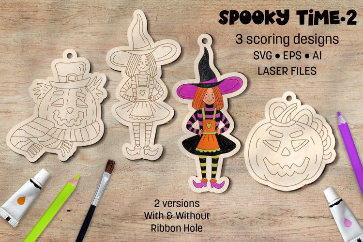 Spooky Time Halloween Characters Ornament laser Scoring Kit