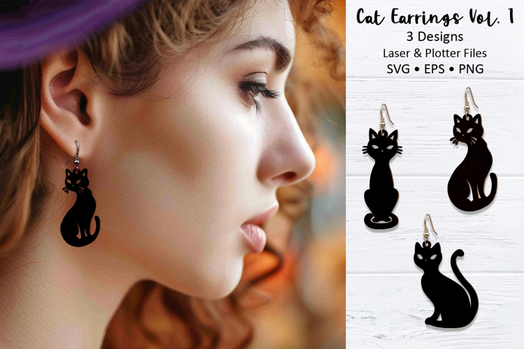 Cat Earrings for Plotter and Laser