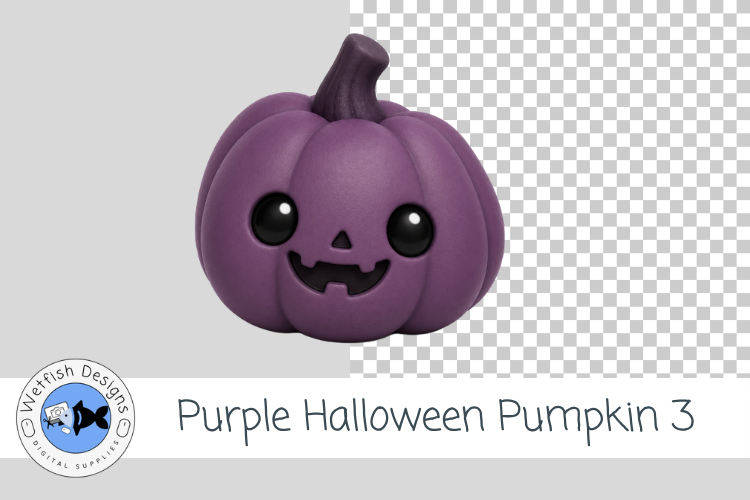 Purple Halloween Pumpkin 3 PNG Cute Halloween Clipart