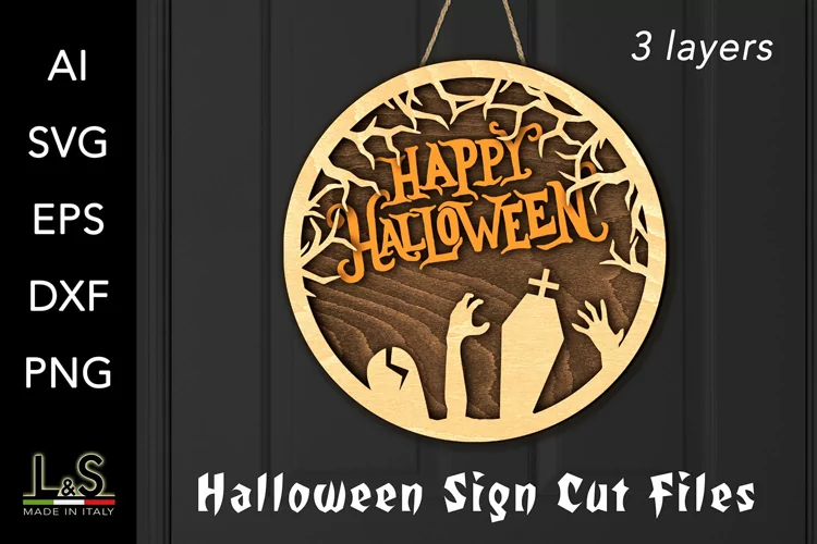 Round Halloween Sign | 3D Layered Svg