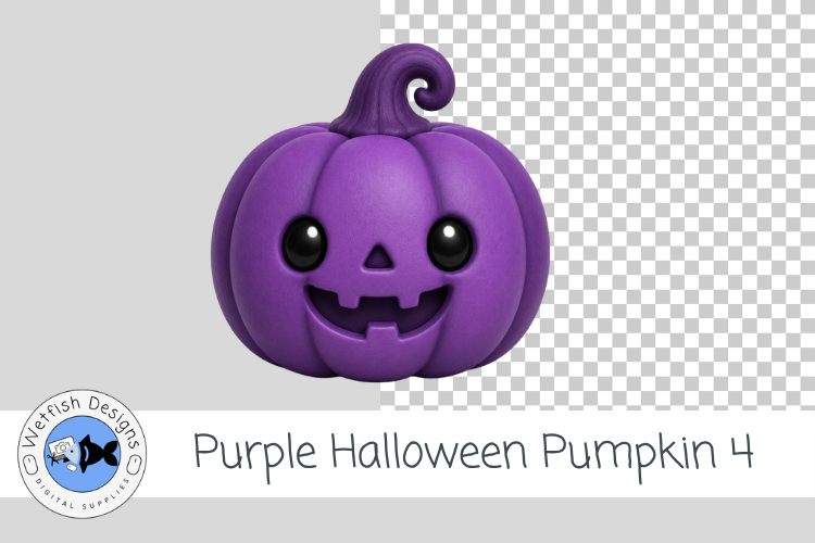 Purple Halloween Pumpkin 4 PNG Cute Halloween Clipart
