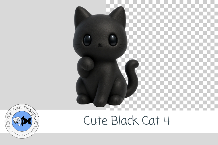 Cute Black Cat PNG Clipart 4