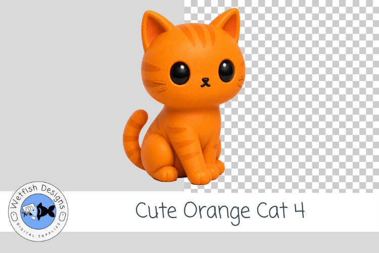 Orange Cat 4 Clipart Cute Tabby Kitty PNG example image 1