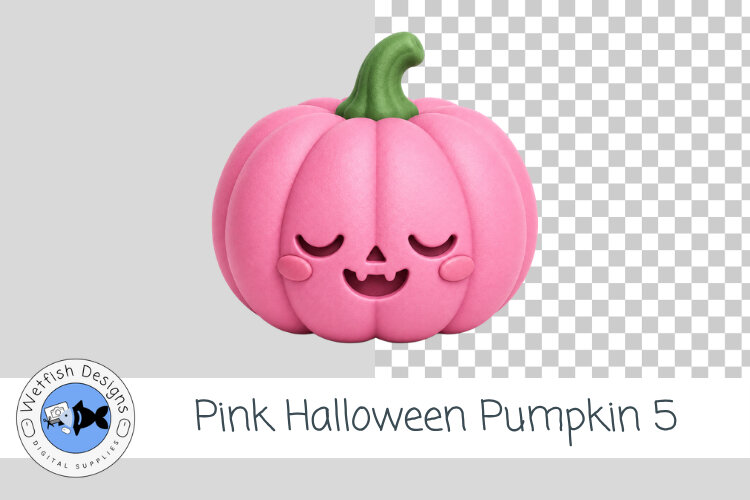 Pink Halloween Pumpkin 5 PNG Cute Halloween Clipart example image 1