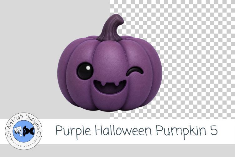 Purple Halloween Pumpkin 5 PNG Cute Halloween Clipart