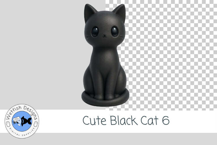 Cute Black Cat PNG Clipart 6 example image 1