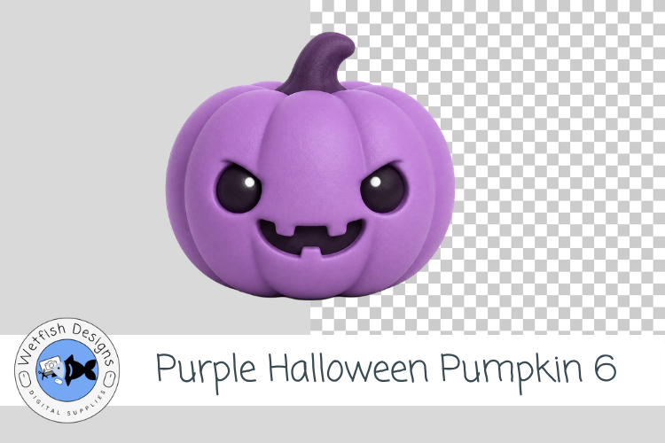 Purple Halloween Pumpkin 6 PNG Cute Halloween Clipart