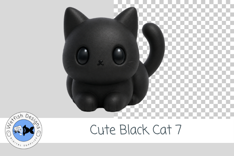 Cute Black Cat PNG Clipart 7