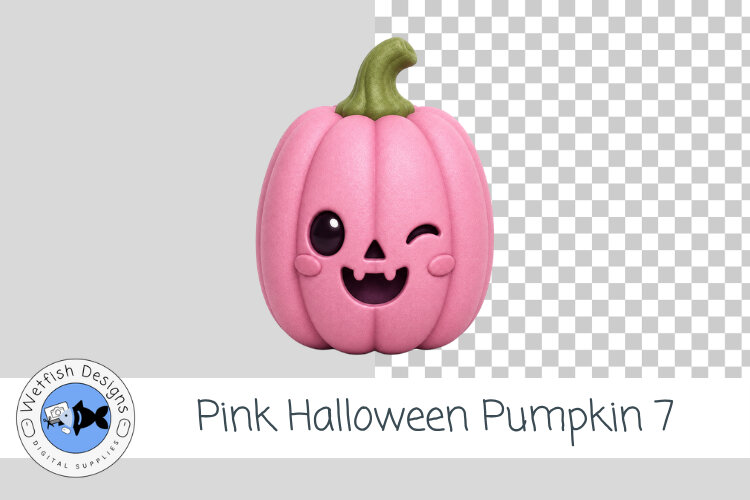 Pink Halloween Pumpkin 7 PNG Cute Halloween Clipart example image 1