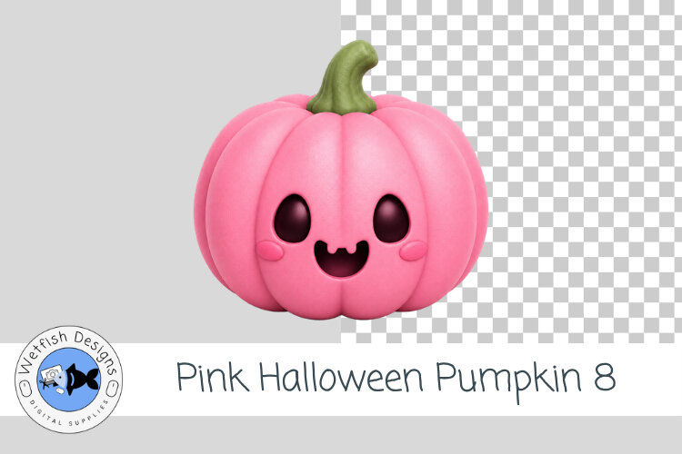 Pink Halloween Pumpkin 8 PNG Cute Halloween Clipart example image 1