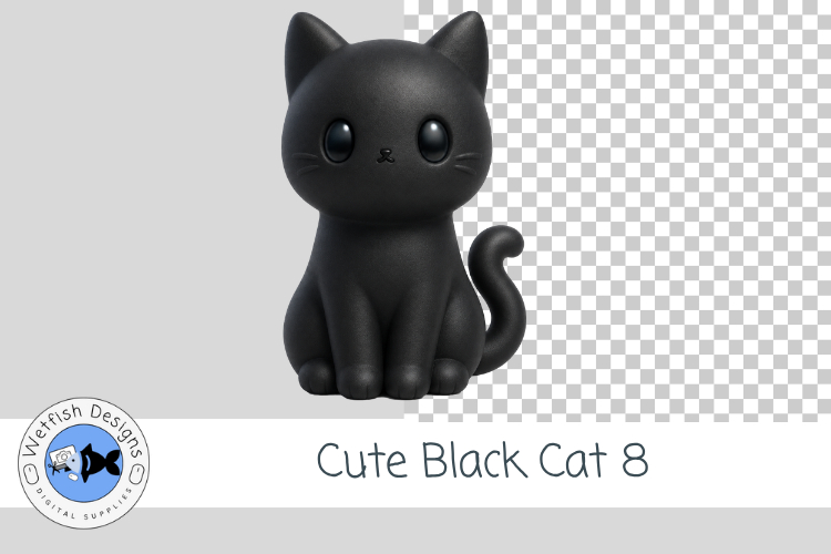 Cute Black Cat PNG Clipart 8