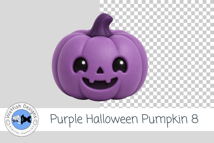 Purple Halloween Pumpkin 8 PNG Cute Halloween Clipart