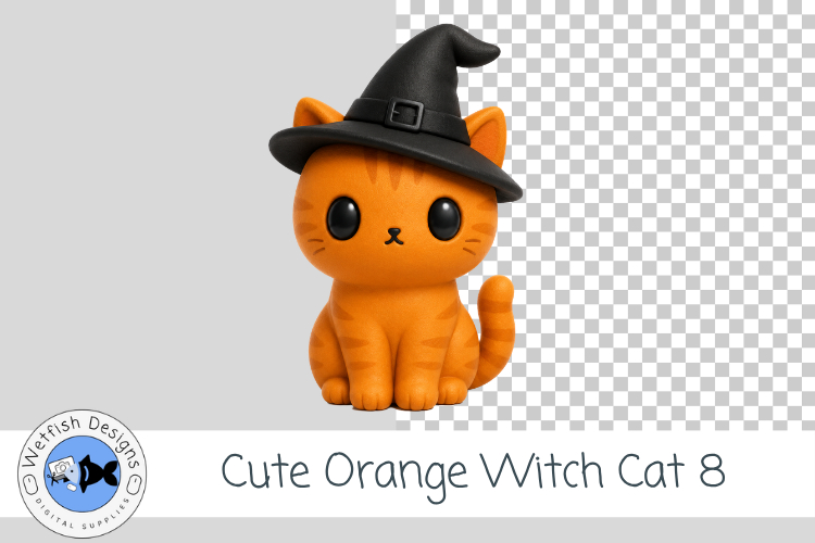 Cute Orange Witch Cat 8 Clipart Halloween Kitty PNG