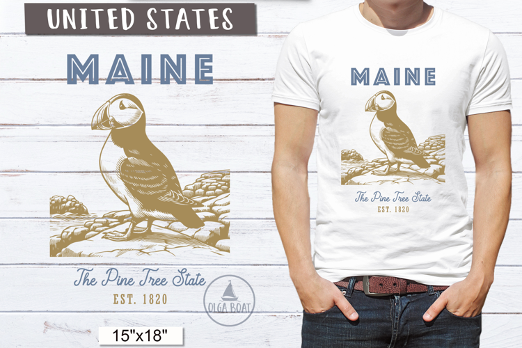 Maine PNG | Vintage United States Sublimation Design