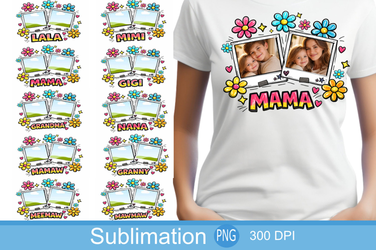 Custom Mama Kids Photo PNG Bundle, Mothers Day Canva Frame