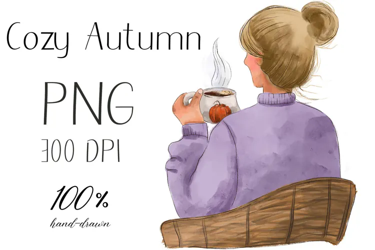 Cozy Autumn Girl Illustration | PNG Clipart | Fall Vibe