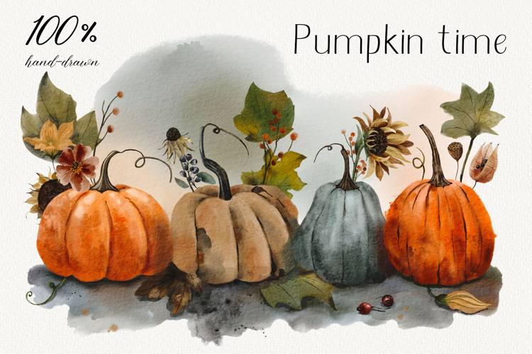 Autumn Pumpkins Watercolor Clipart Set