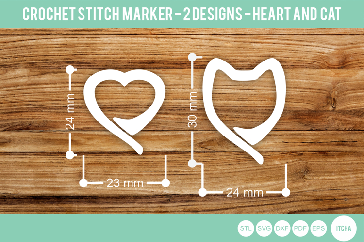 Heart and Cat Crochet Stitch Markers 3dprinting lasercut