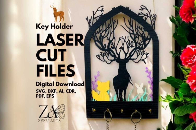 Majestic Deer Arch Key Holder Laser Cut Files & SVG Files