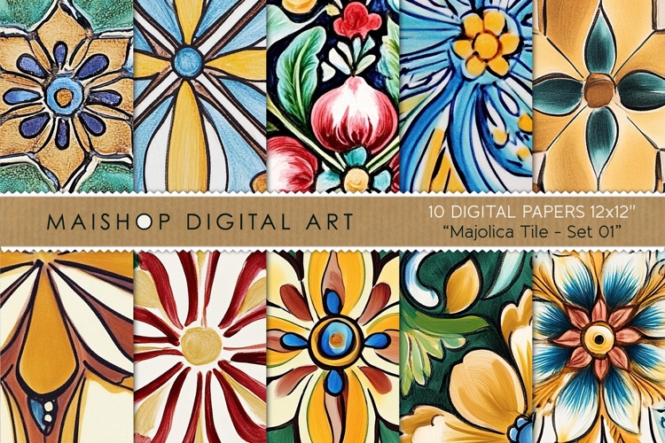 Italian Majolica Floral Tile Patterns