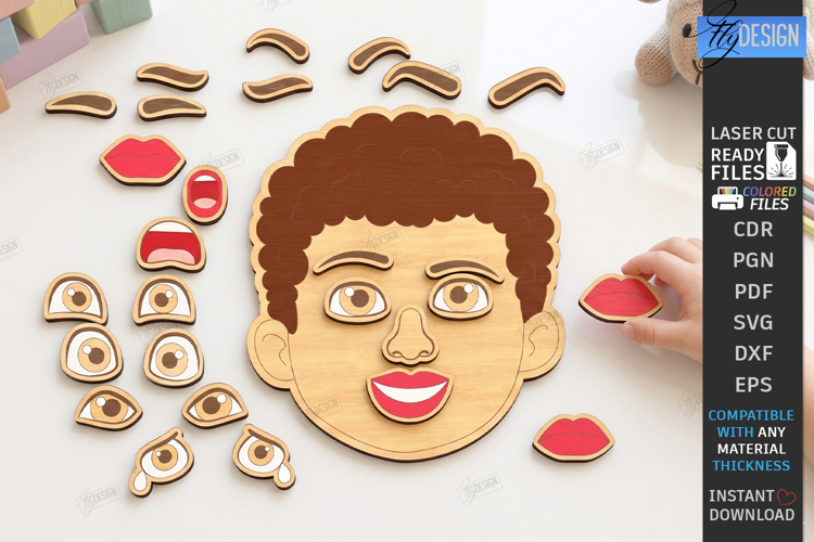 Make a Face Wooden Puzzle Laser Cut | Kids Laser |Montessori