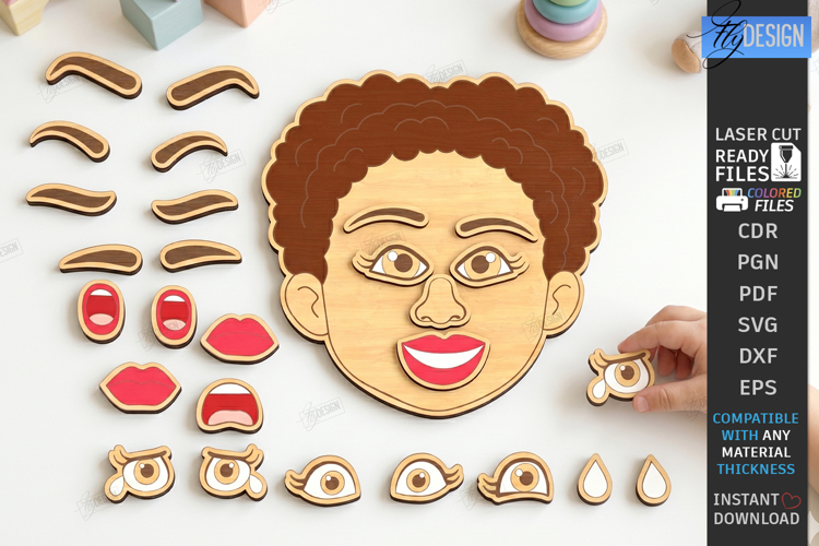Make a Face Wooden Puzzle Laser Cut | Kids Laser |Montessori