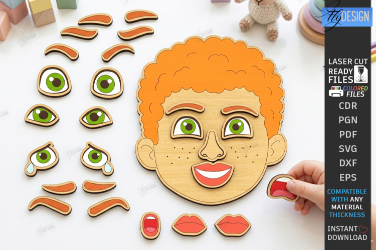 Make a Face Wooden Puzzle Laser Cut | Kids Laser |Montessori