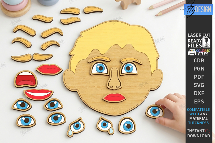 Make a Face Wooden Puzzle Laser Cut | Kids Laser |Montessori