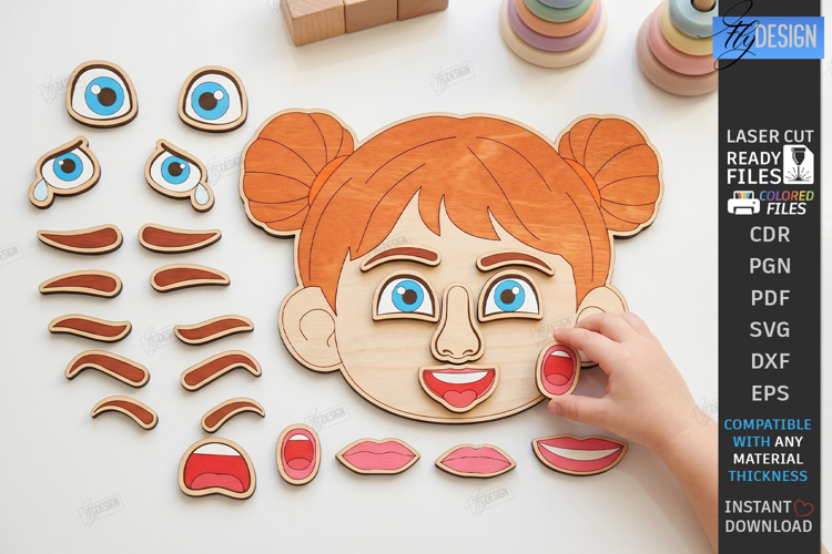 Make a Face Wooden Puzzle Laser Cut | Kids Laser |Montessori