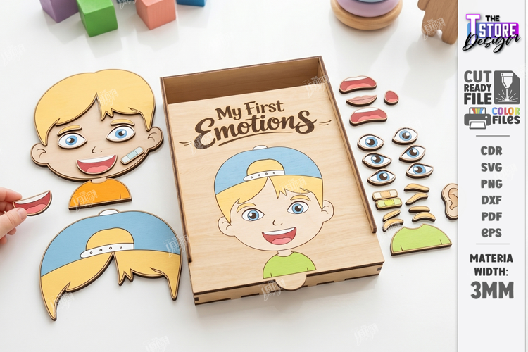 Make a Face Puzzle Laser Cut | My First Emotions |Kids Laser
